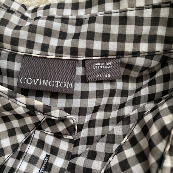 Gingham pattered short-sleeved blouse, size XL - Picture 3 of 5